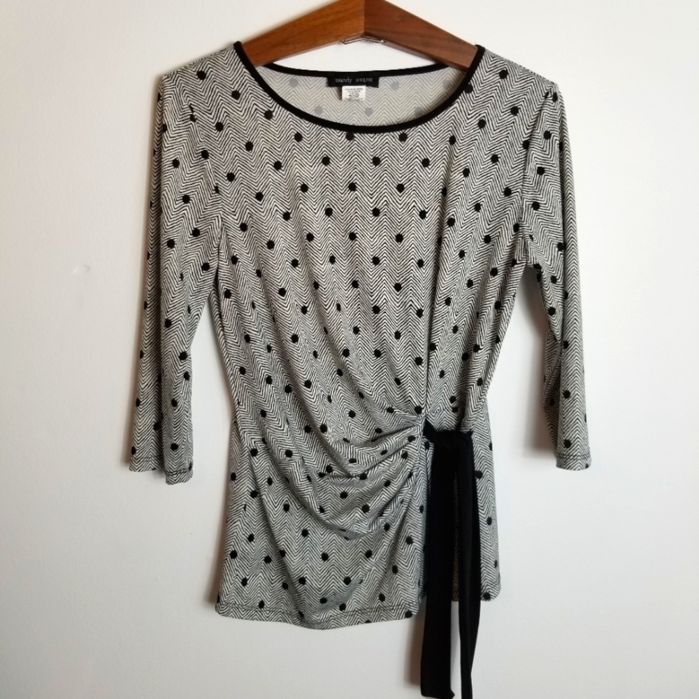 Mandy Evans Chevron Polka Dot Draped Side Tie Top